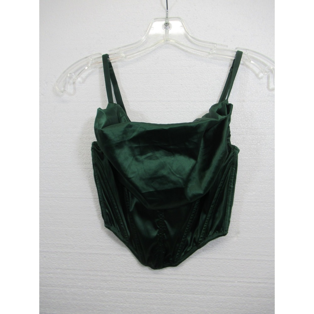 Urban Outfitters Satin Corset Top Women Small Green Back Zip